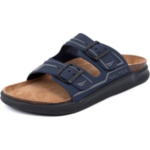 Nautica Men’s Sandals – Casual Slides with 2 Adjustable Buckle Straps and Cork Footbed for Ultimate Comfort and Style (Regular/Wide Width, Big Size)(Navy Charcoal)