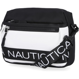 Nautica Nylon Bean crossbody/Belt Bag adjustable shoulder strap(Black/White)