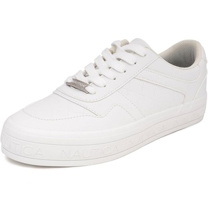 Nautica Platform Sneakers for Womens Fashion Trendy Shoes White Casual Sneaker Thick Sole Everyday Walking Shoes(White-merle)