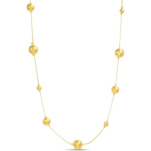 Nautica Station Bead Necklace for Women 14K Yellow Gold Plated Alloy 25 Inches