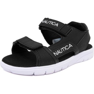 Nautica Toddler Boys Sport Sandals – Lightweight Athletic Open-Toe Summer Shoes with Dual Adjustable Hook and Loop Straps for Outdoor Play, Beach, and Water(Black Jakai)