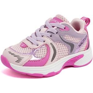 Nautica Toddler Boys & Girls Athletic Running Sneakers – Lightweight Breathable Mesh Tennis Shoes with Bungee Laces, Comfortable Walking & School Footwear(Pink Purple)