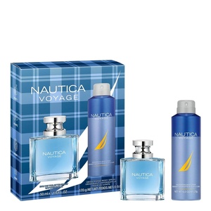Nautica Voyage Eau De Toilette, Cologne and Fragrance For Men, Fresh, Romantic, Fruity Scent Woody, Aquatic Notes of Apple, Water Lotus, Cedarwood, and Musk Ideal Day Wear, Long Lasting 3.3Fl oz(Nautica Voyage Giftset)