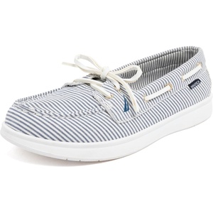 Nautica Women’s Casual Boat Shoes, Moc-Toe Loafers with Cushioned Insole, Deck Fashion Sneaker(Blue White)