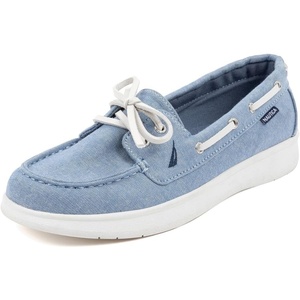 Nautica Women’s Casual Boat Shoes, Moc-Toe Loafers with Cushioned Insole, Deck Fashion Sneaker(Denim)