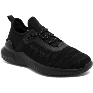 Nautica Women’s Casual Fashion Sneakers – Comfortable Walking Shoes with Knit Upper and Cushioned Support(Black Mono-danville)