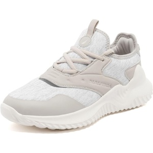 Nautica Women’s Casual Fashion Sneakers – Comfortable Walking Shoes with Knit Upper and Cushioned Support(Warm Grey-rosea)