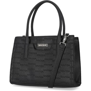 Nautica Womens Sandy Jr. Top Handel Satchel with Removable Crossbody Strap(Black (Embossed Logo))