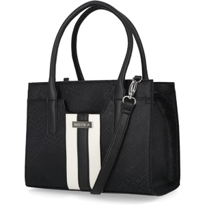 Nautica Womens Sandy Jr. Top Handel Satchel with Removable Crossbody Strap(Black Jacquard)