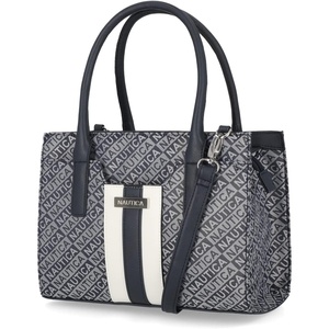 Nautica Womens Sandy Jr. Top Handel Satchel with Removable Crossbody Strap(Indigo Jacquard)