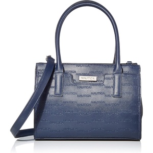 Nautica Womens Sandy Jr. Top Handel Satchel with Removable Crossbody Strap(Navy (Embossed Logo))