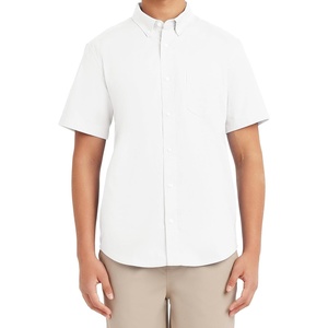 Nautica Young Men’s Uniform Short Sleeve Performance Oxford Button-Down Shirt(White)