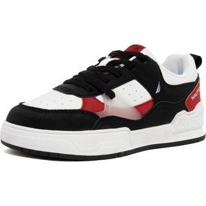 Nautica Youth Athletic Sneakers – Comfortable Lace-Up Tennis Shoes for Boys and Girls, Durable Casual Sport Footwear for School, Gym and Daily Wear(Black Red-lighthouse)