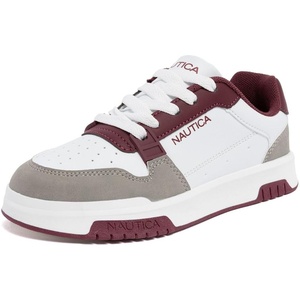 Nautica Youth Athletic Sneakers – Comfortable Lace-Up Tennis Shoes for Boys and Girls, Durable Casual Sport Footwear for School, Gym and Daily Wear(Burgundy Grey-gavie)