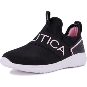 Nautica Youth Girls Slip-On Athletic Sneakers – Stylish Running and Tennis Shoes for Little and Big Kids(Aloise-black Peony)