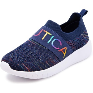 Nautica Youth Girls Slip-On Athletic Sneakers – Stylish Running and Tennis Shoes for Little and Big Kids(Navy Rainbow)