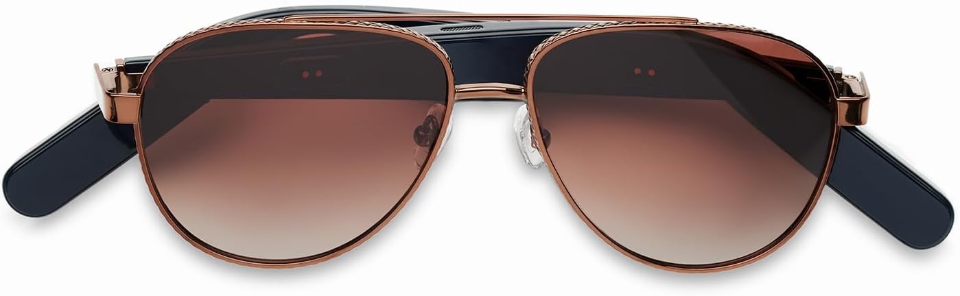 image:imageLucyd Nautica Commander Smart Sunglasses for Men amp Women Wireless Smart Glasses with Open Ear Speakers and Microphone Polarized UV400 Lenses Black Navy Blue StandardAdmiral Brown Gradient Wide