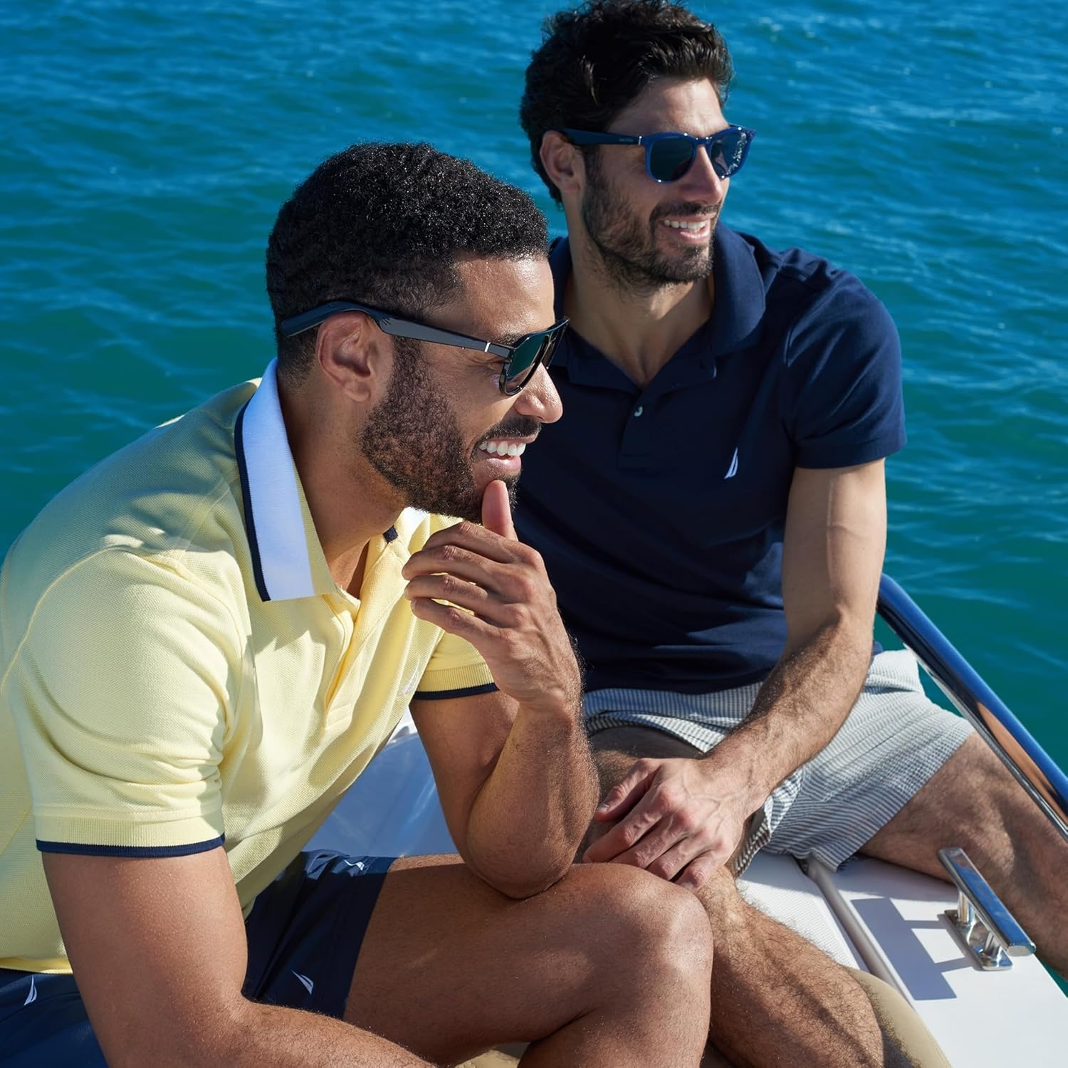 image:imageLucyd Nautica Commander Smart Sunglasses for Men amp Women Wireless Smart Glasses with Open Ear Speakers and Microphone Polarized UV400 Lenses Black Navy Blue StandardCommander Black Navy Blue Standard