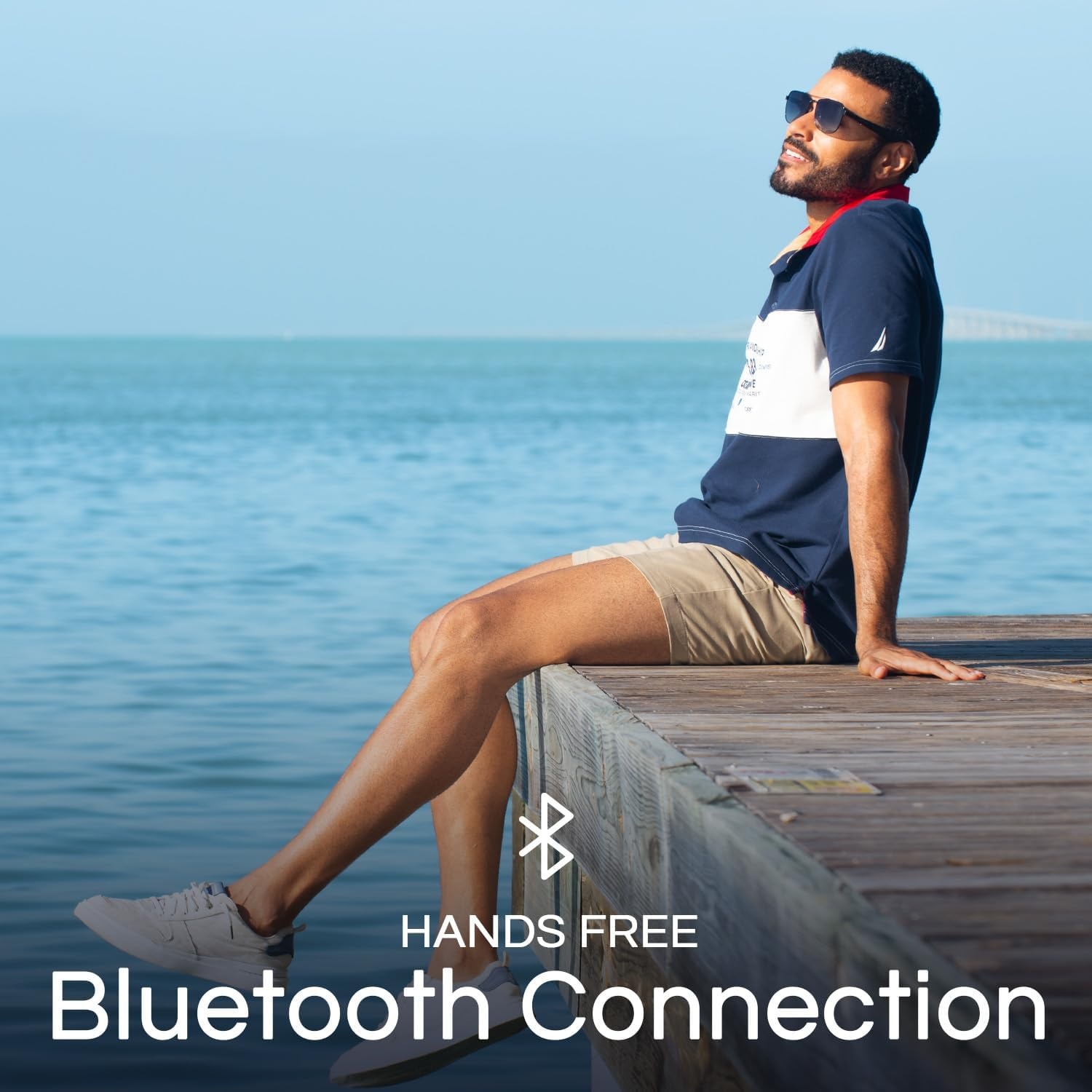 image:imageLucyd Nautica Commander Smart Sunglasses for Men amp Women Wireless Smart Glasses with Open Ear Speakers and Microphone Polarized UV400 Lenses Black Navy Blue StandardCorsair Black Gradient Wide