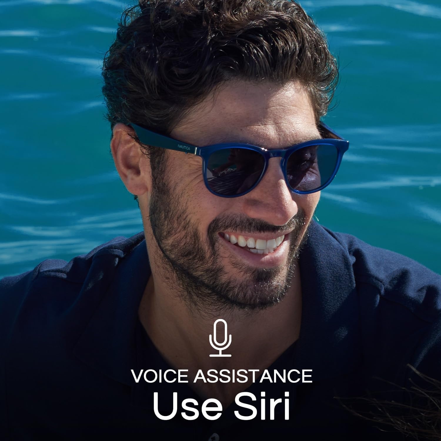 image:imageLucyd Nautica Commander Smart Sunglasses for Men amp Women Wireless Smart Glasses with Open Ear Speakers and Microphone Polarized UV400 Lenses Black Navy Blue StandardTailwind Solid Navy Blue Standard