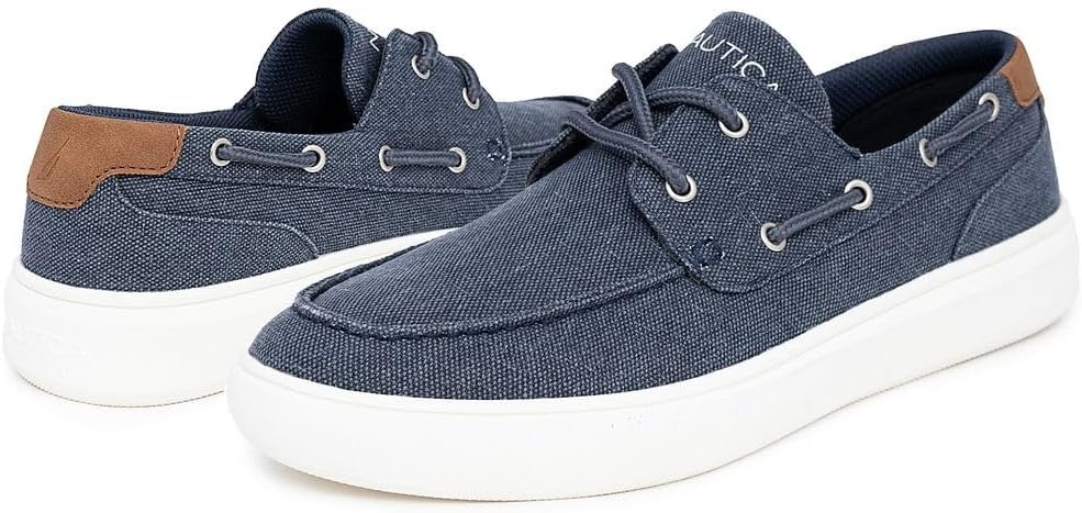 image:imageNAUTICA Mens LaceUp Boat Shoe Casual Loafers Comfort Sneaker Walking MoccasinNavy Canvas