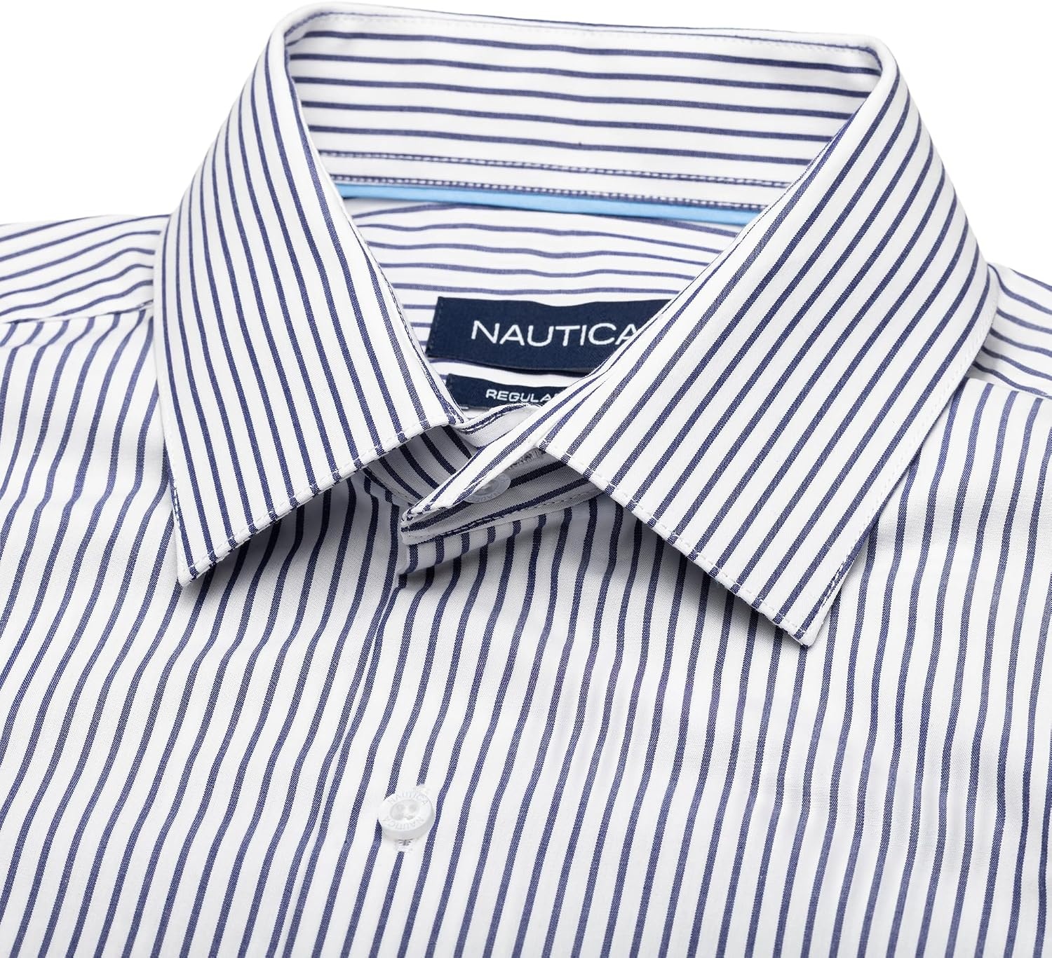image:imageNAUTICA Slim Fit 100 Cotton Mens Dress Shirts Long Sleeve Wrinkle Resistant FormalBlue Mini Stripes