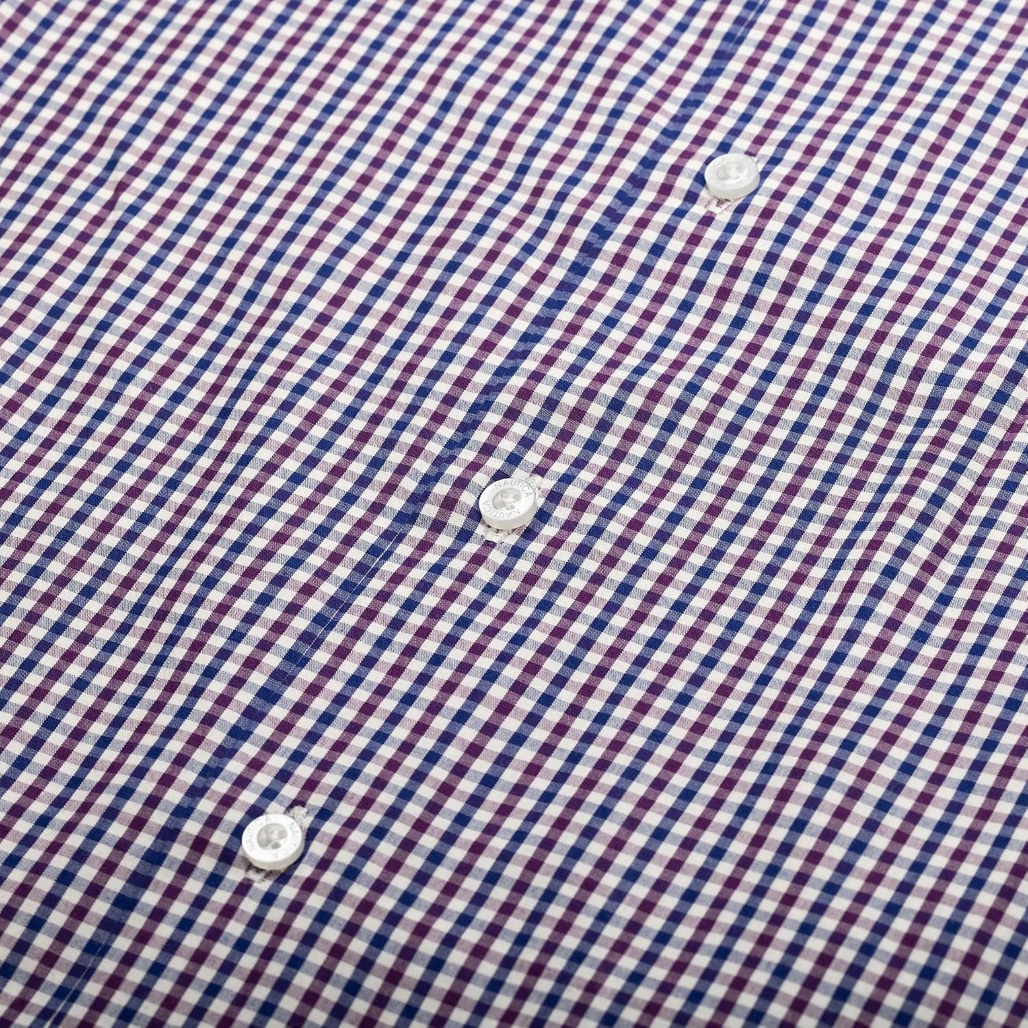 image:imageNAUTICA Slim Fit 100 Cotton Mens Dress Shirts Long Sleeve Wrinkle Resistant FormalPurple Blue Check