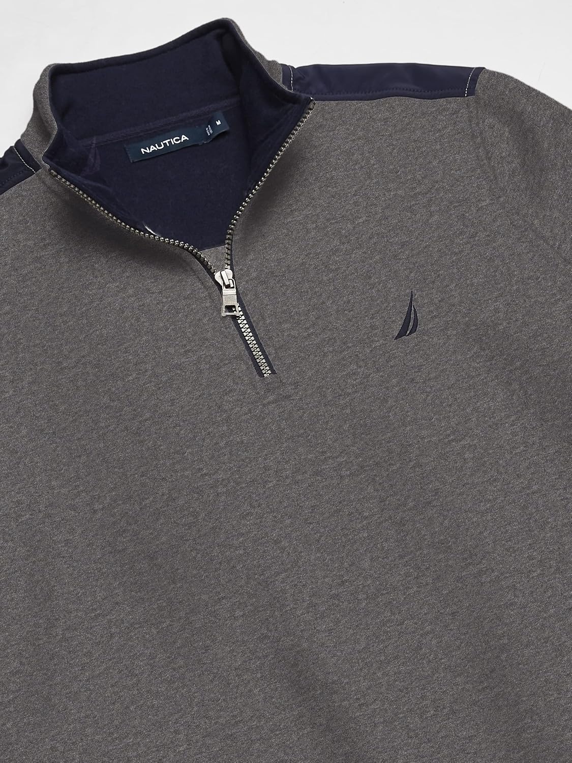image:imageNAUTICA mens Solid 14 Zip Fleece SweatshirtCharcoal Heather