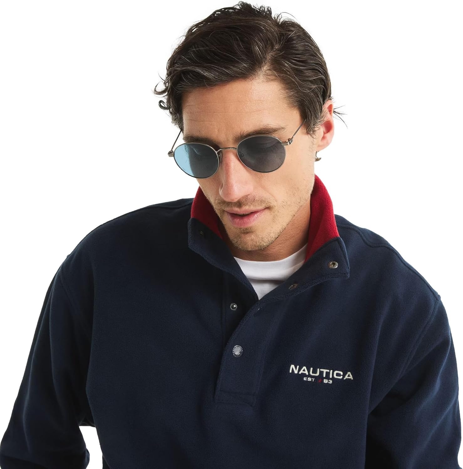 image:imageNAUTICA mens Solid 14 Zip Fleece SweatshirtThe French Navy