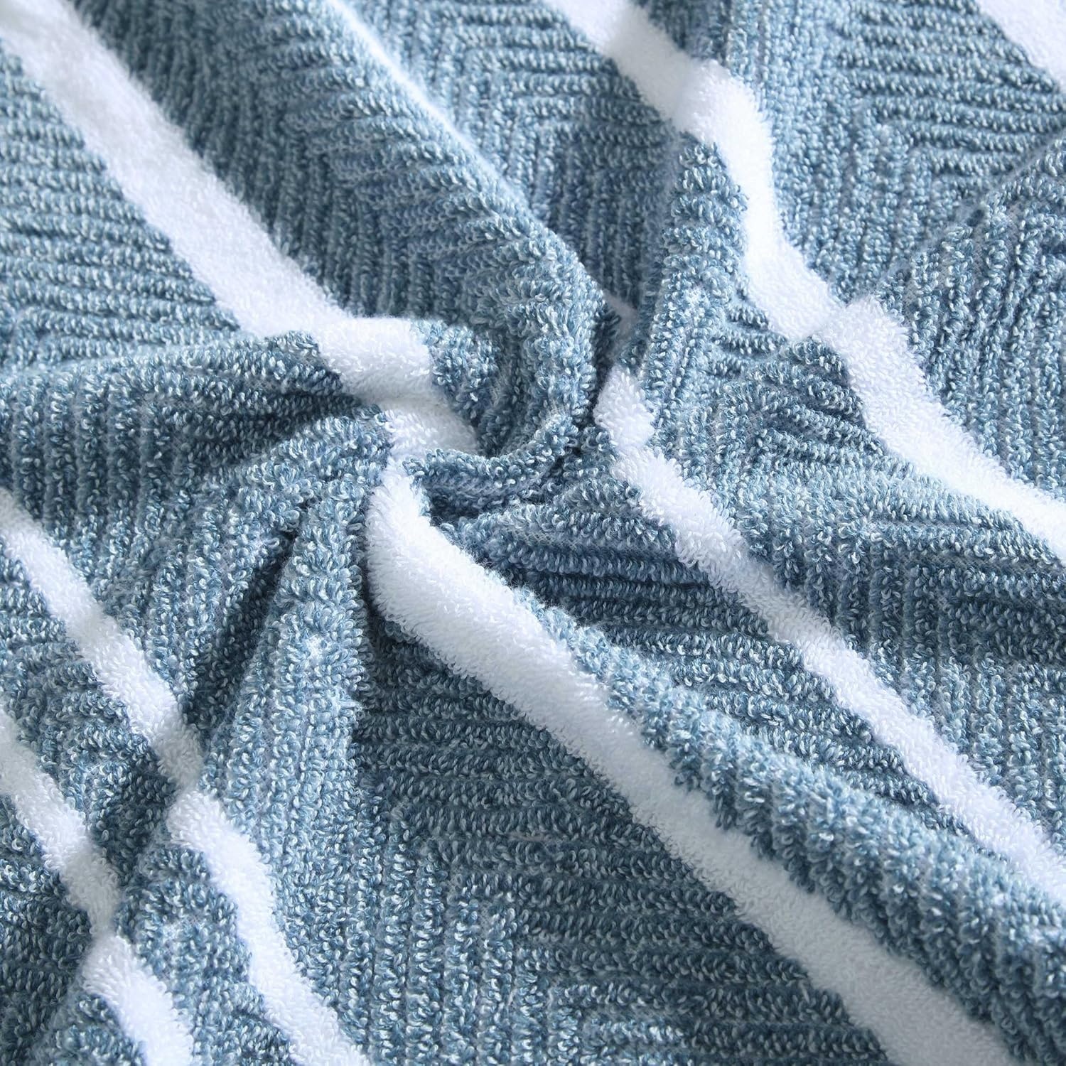 image:imageNautica Bath Towel Set Cotton Bath Hand amp Washcloths Plush Absorbent amp QuickDry Chevron Print Americana Decor Set of 6 Zane BlueCruise Along Blue