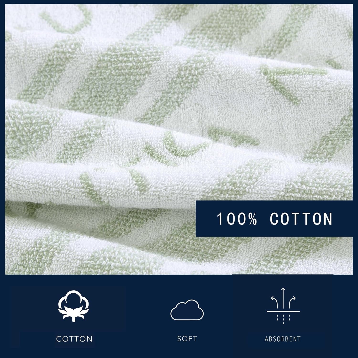 image:imageNautica Bath Towel Set Cotton Bath Hand amp Washcloths Plush Absorbent amp QuickDry Chevron Print Americana Decor Set of 6 Zane BlueMinera Green