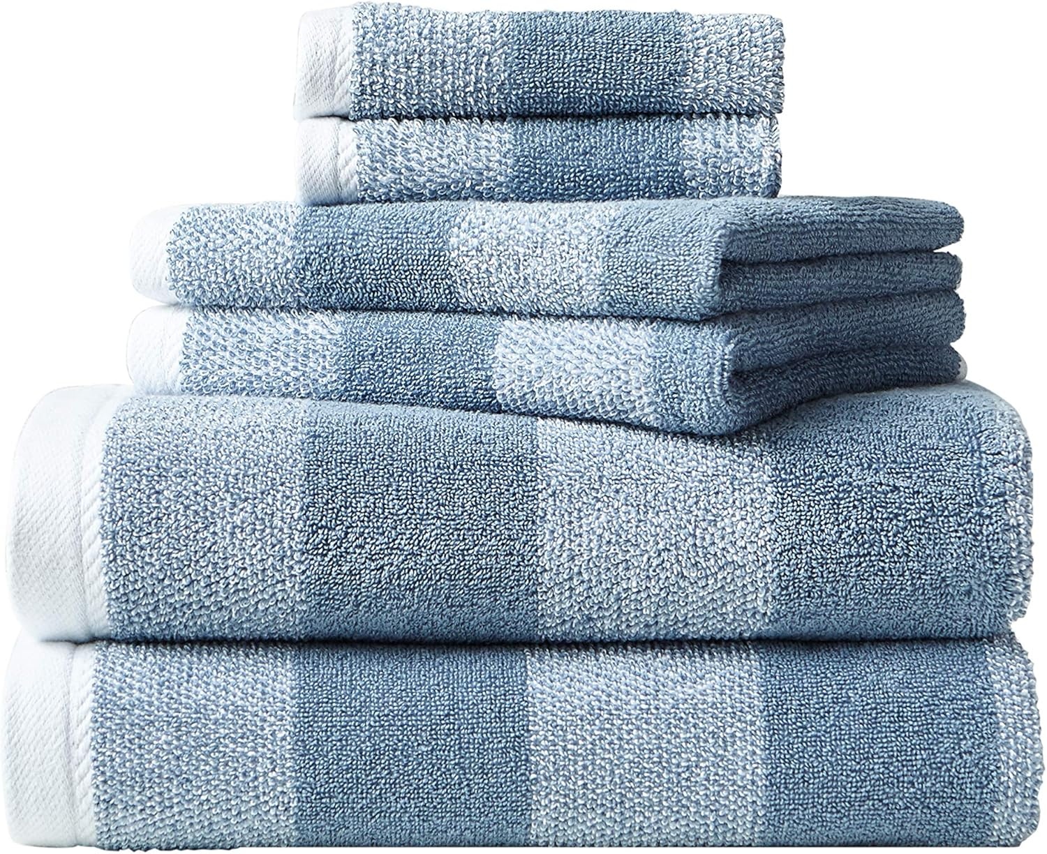image:imageNautica Bath Towel Set Cotton Bath Hand amp Washcloths Plush Absorbent amp QuickDry Chevron Print Americana Decor Set of 6 Zane BlueOak Lake Blue