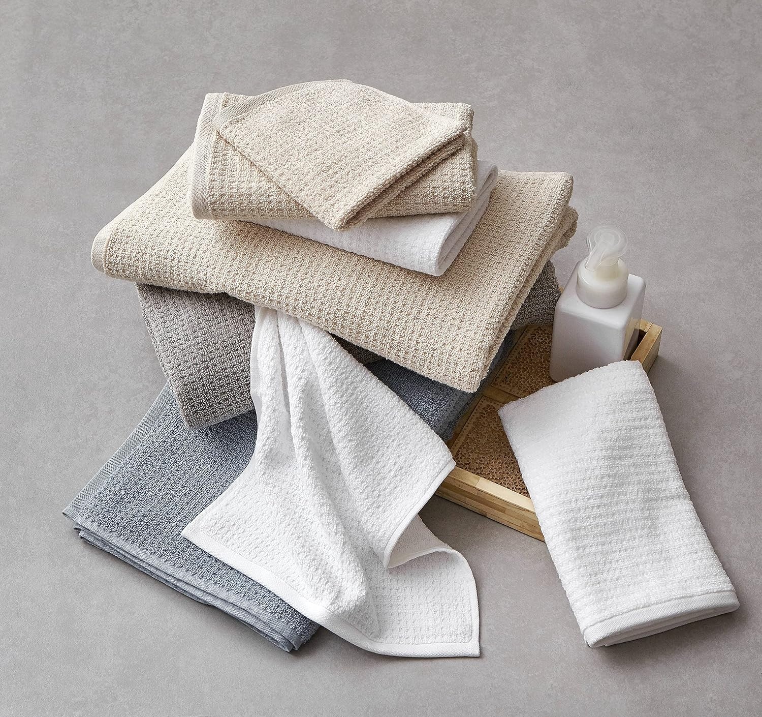 image:imageNautica Bath Towel Set Cotton Bath Hand amp Washcloths Plush Absorbent amp QuickDry Chevron Print Americana Decor Set of 6 Zane BlueOasis Beige