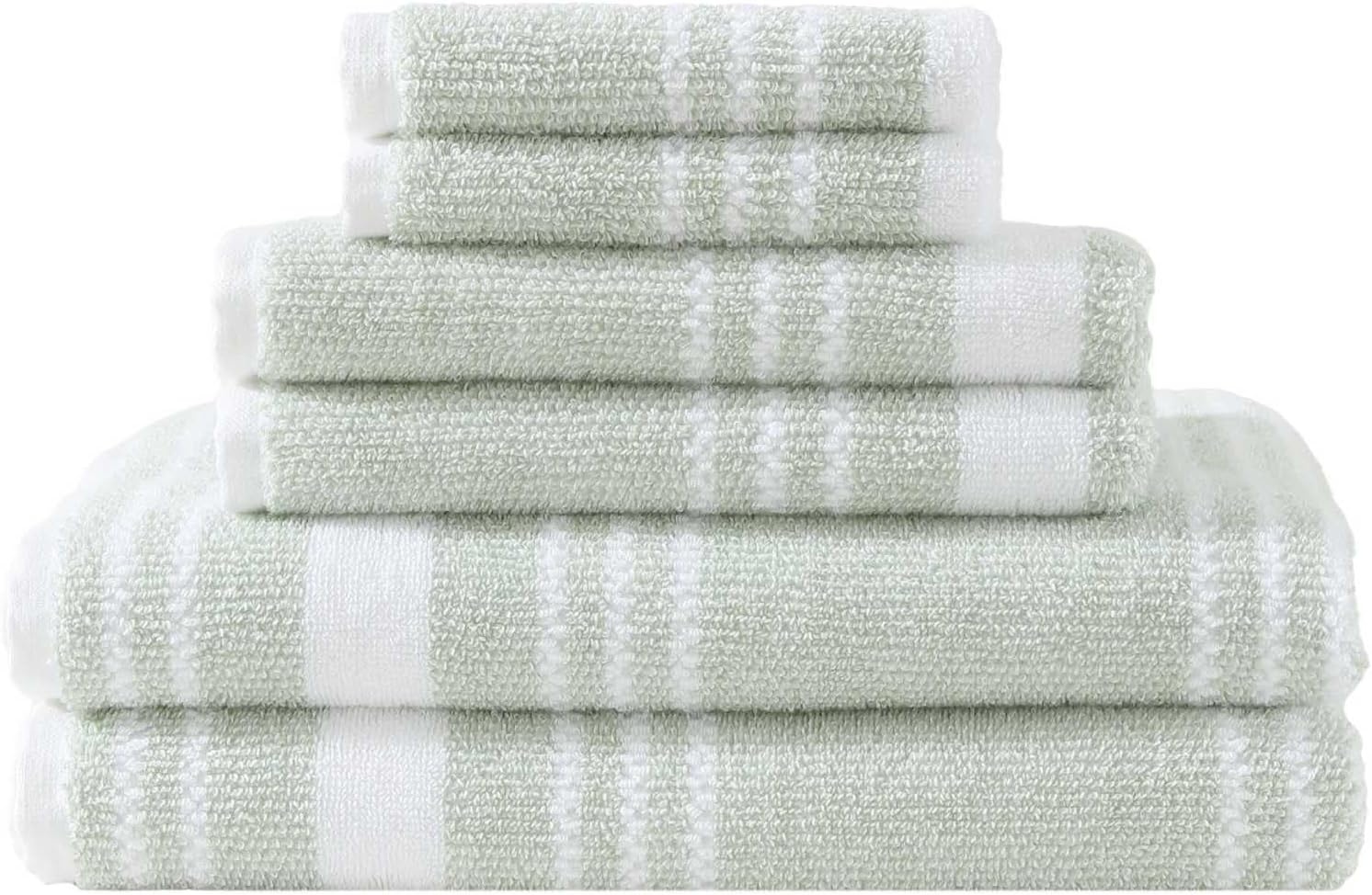 image:imageNautica Bath Towel Set Cotton Bath Hand amp Washcloths Plush Absorbent amp QuickDry Chevron Print Americana Decor Set of 6 Zane BlueWindward Green