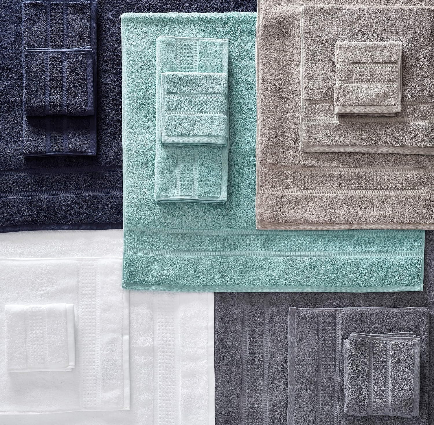 image:imageNautica Bathroom Towels Soft Cotton Washcloth Bath amp Hand Towel Set Highly Absorbent amp Quick Dry Zero Twist Set of 6 College Dorm Room Essentials Oceane Dark GreyOceane Grey