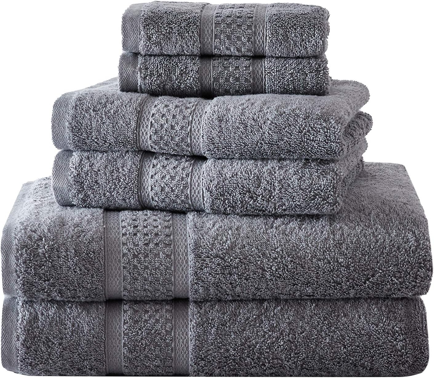 image:imageNautica Bathroom Towels Soft Cotton Washcloth Bath amp Hand Towel Set Highly Absorbent amp Quick Dry Zero Twist Set of 6 College Dorm Room Essentials Oceane Dark GreyOceane Grey