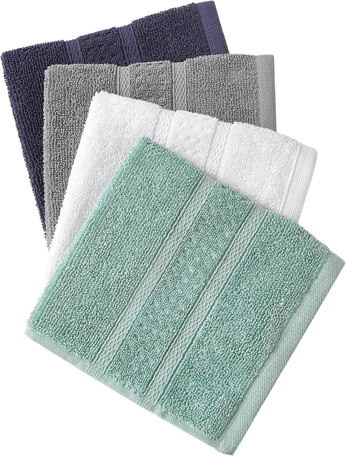 image:imageNautica Bathroom Towels Soft Cotton Washcloth Bath amp Hand Towel Set Highly Absorbent amp Quick Dry Zero Twist Set of 6 College Dorm Room Essentials Oceane Dark GreyOceane White