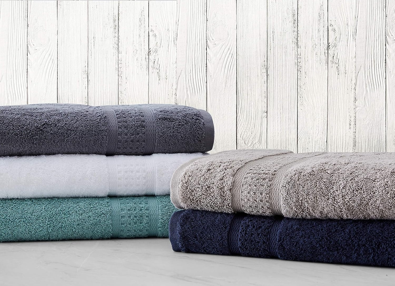 image:imageNautica Bathroom Towels Soft Cotton Washcloth Bath amp Hand Towel Set Highly Absorbent amp Quick Dry Zero Twist Set of 6 College Dorm Room Essentials Oceane Dark GreyOceane White