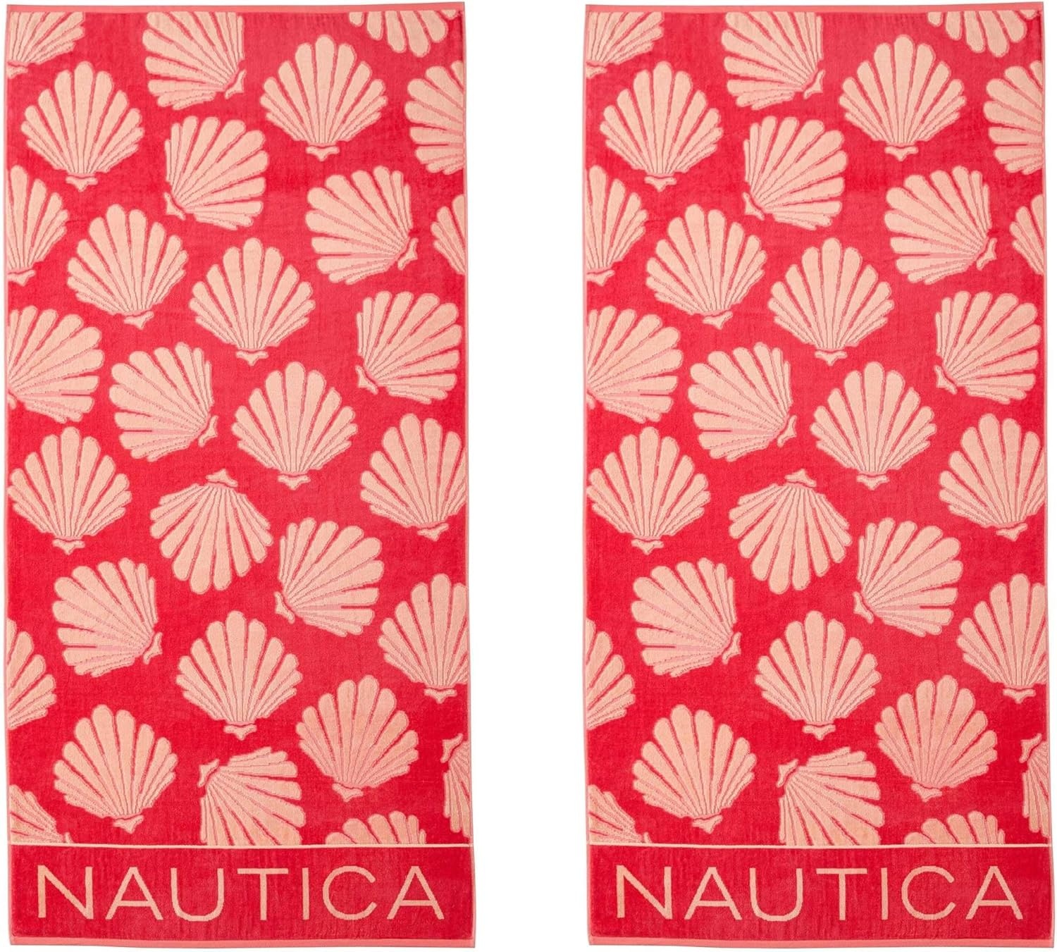 image:imageNautica Beach Towels Oversized 2 Pack Cotton Velour Towel Set 36x68 Plush Absorbent amp QuickDry Beach Essentials Striped Americana Decor Berry PinkSeashell Seashore Pink