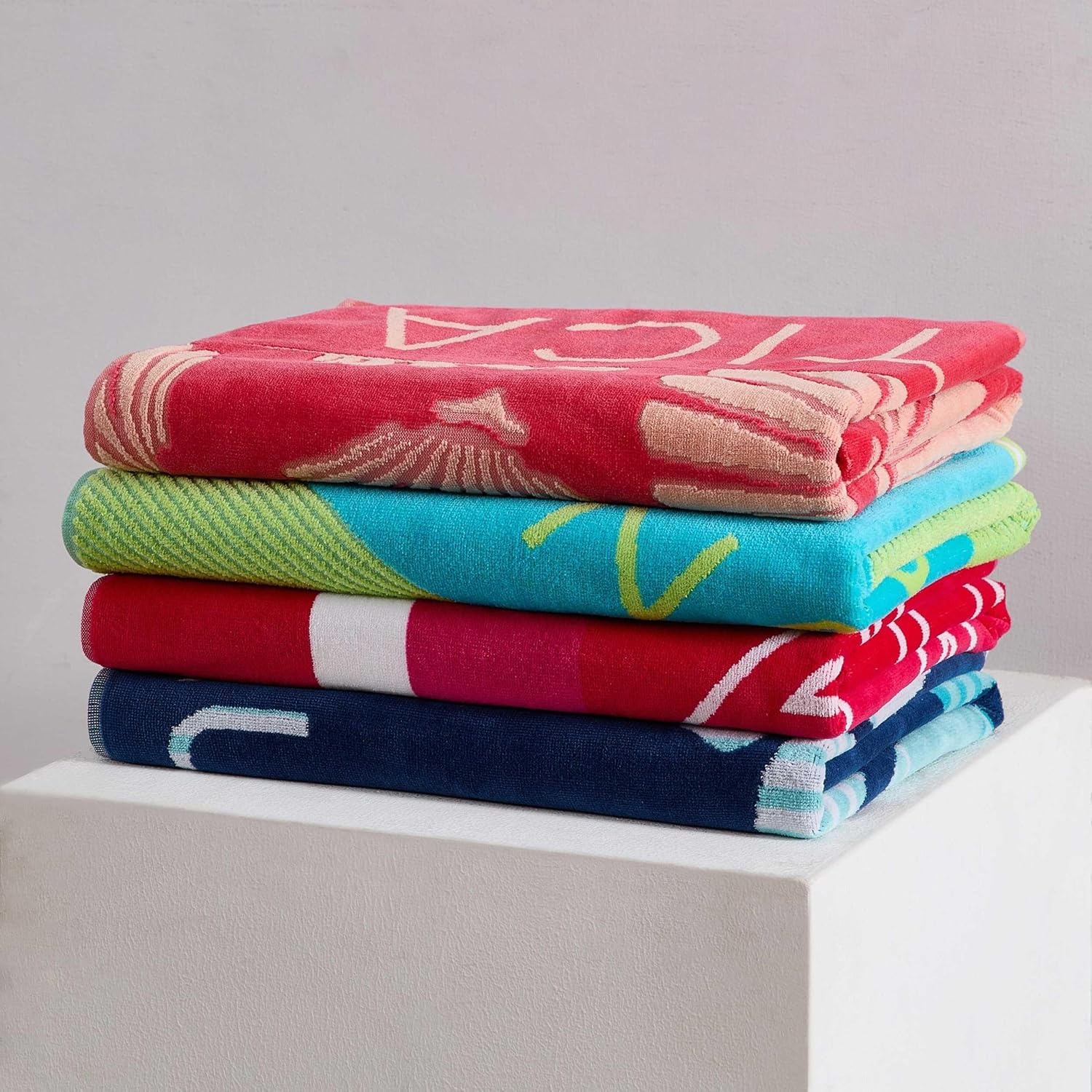 image:imageNautica Beach Towels Oversized 2 Pack Cotton Velour Towel Set 36x68 Plush Absorbent amp QuickDry Beach Essentials Striped Americana Decor Berry PinkSeashell Seashore Pink