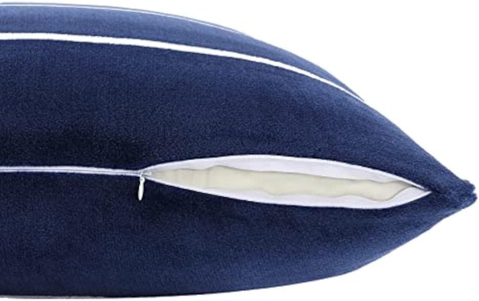 image:imageNautica Euro Sham Ultra Soft Plush Micro Flannel Fleece Bedding Hidden Zipper Closure amp KnifeEdge Finish Navy 26 x 26NavyWhite