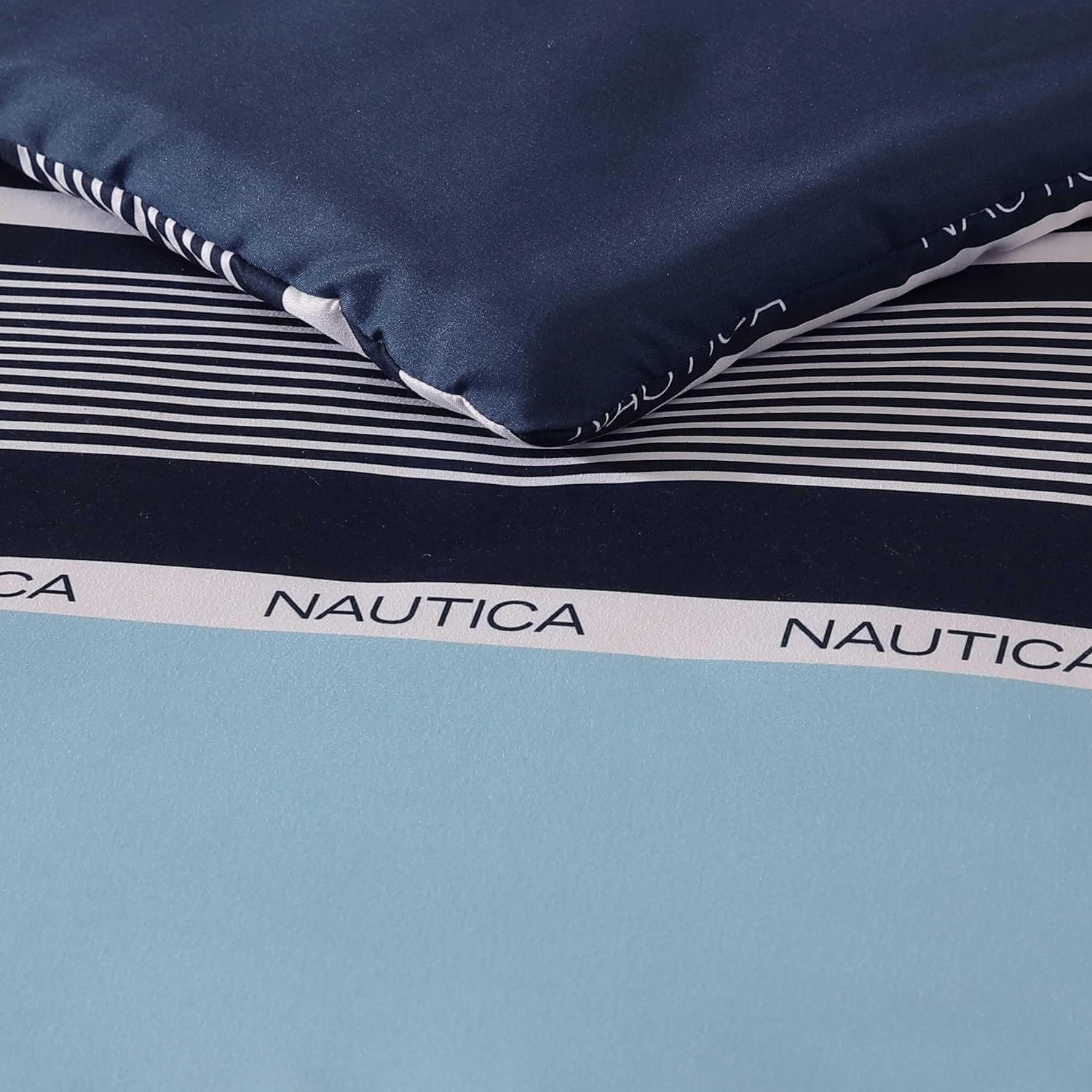 image:imageNautica Full Size Bed in a Bag Reversible Comforter Set with Fitted Sheet Pillowcases Shams amp Laundry Bag 7Piece College Dorm Room Essentials Captains BlueGreenElliot Blue