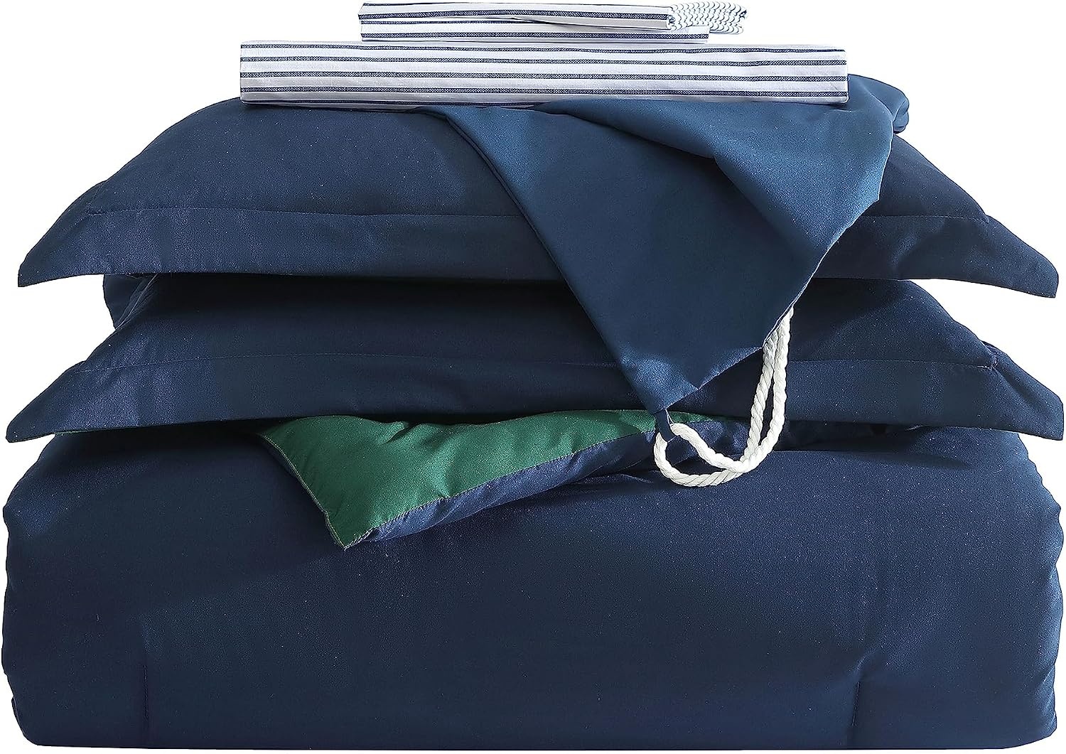 image:imageNautica Full Size Bed in a Bag Reversible Comforter Set with Fitted Sheet Pillowcases Shams amp Laundry Bag 7Piece College Dorm Room Essentials Captains BlueGreenCaptains BlueGreen