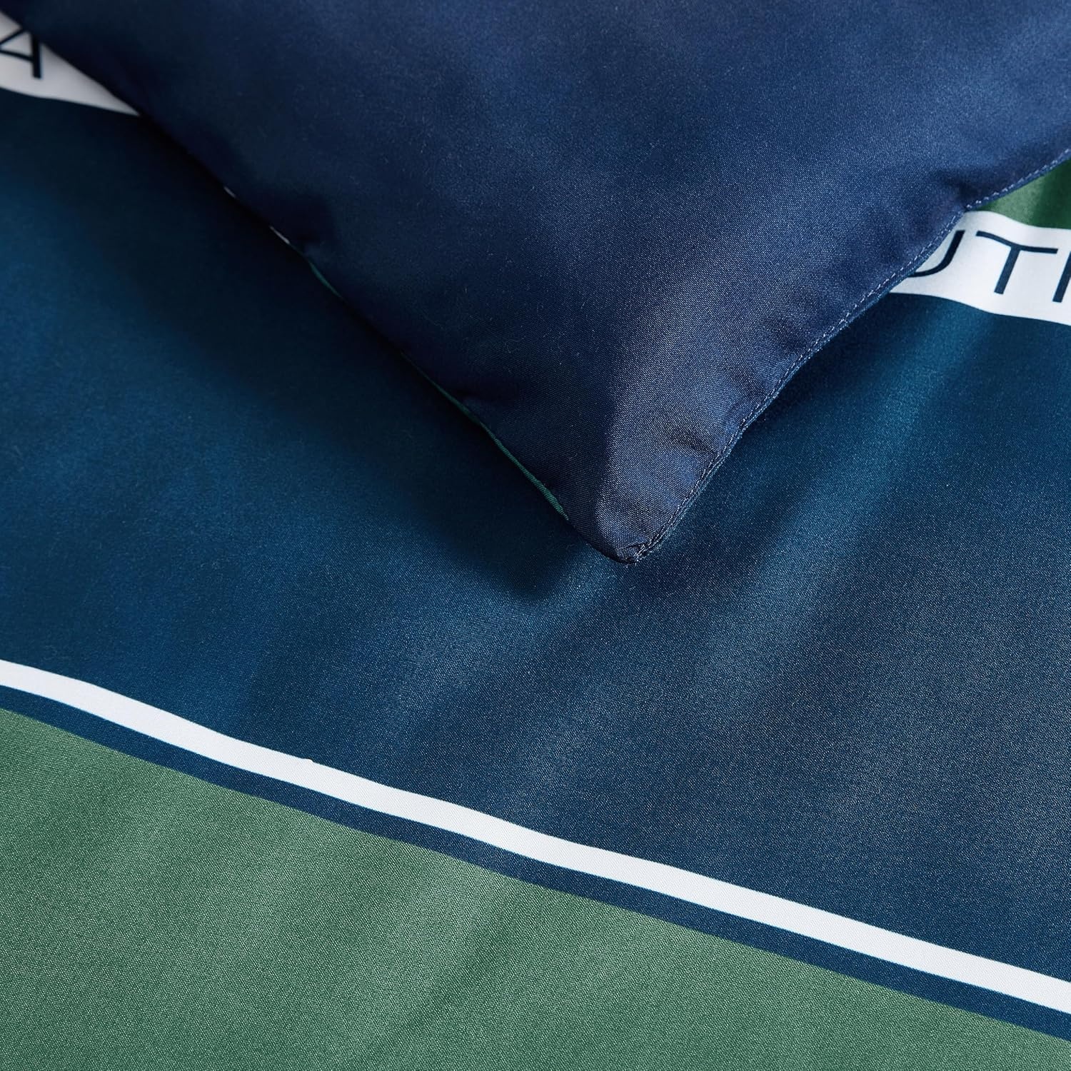 image:imageNautica Full Size Bed in a Bag Reversible Comforter Set with Fitted Sheet Pillowcases Shams amp Laundry Bag 7Piece College Dorm Room Essentials Captains BlueGreenBellecastle Bay PineNavy