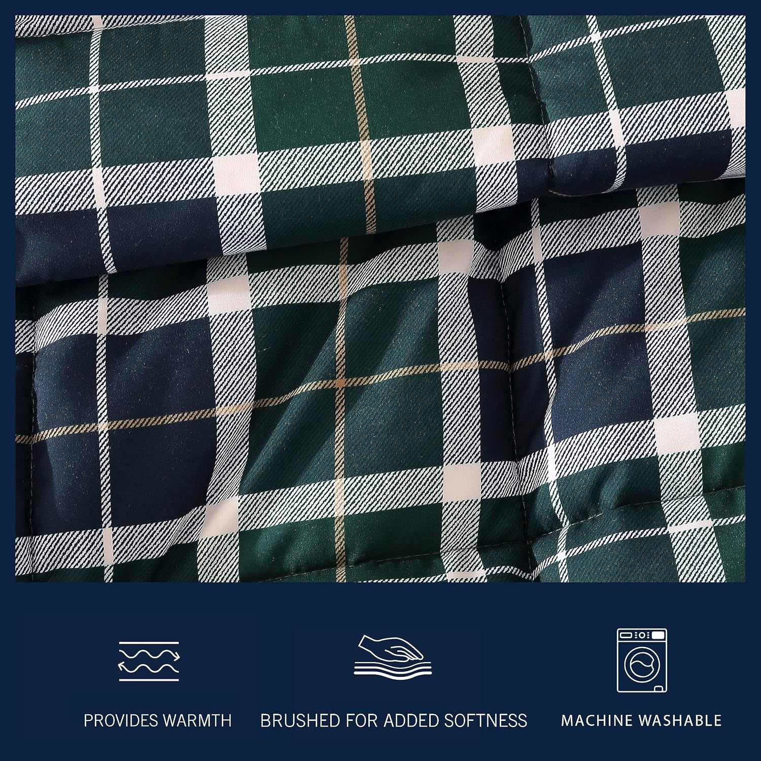 image:imageNautica Full Size Bed in a Bag Reversible Comforter Set with Fitted Sheet Pillowcases Shams amp Laundry Bag 7Piece College Dorm Room Essentials Captains BlueGreenNorthsail Plaid Navy