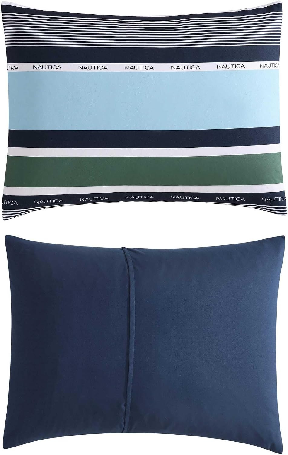 image:imageNautica Full Size Bed in a Bag Reversible Comforter Set with Fitted Sheet Pillowcases Shams amp Laundry Bag 7Piece College Dorm Room Essentials Captains BlueGreenElliot Blue
