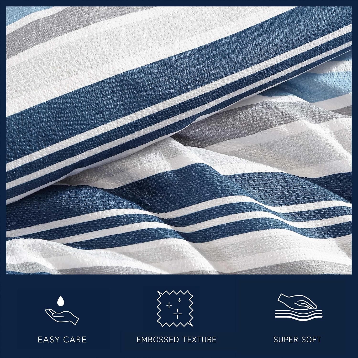 image:imageNautica Full Size Bed in a Bag Reversible Comforter Set with Fitted Sheet Pillowcases Shams amp Laundry Bag 7Piece College Dorm Room Essentials Captains BlueGreenBradlee Blue