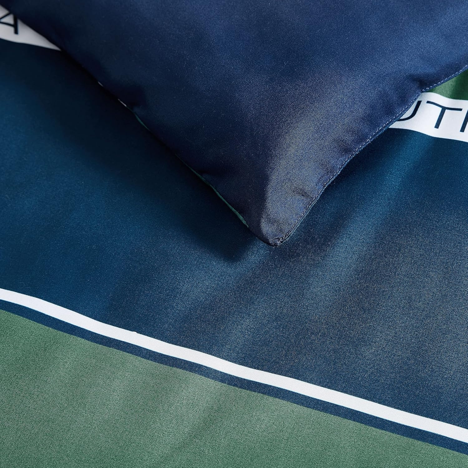 image:imageNautica Full Size Bed in a Bag Reversible Comforter Set with Fitted Sheet Pillowcases Shams amp Laundry Bag 7Piece College Dorm Room Essentials Captains BlueGreenPine Bay Navy