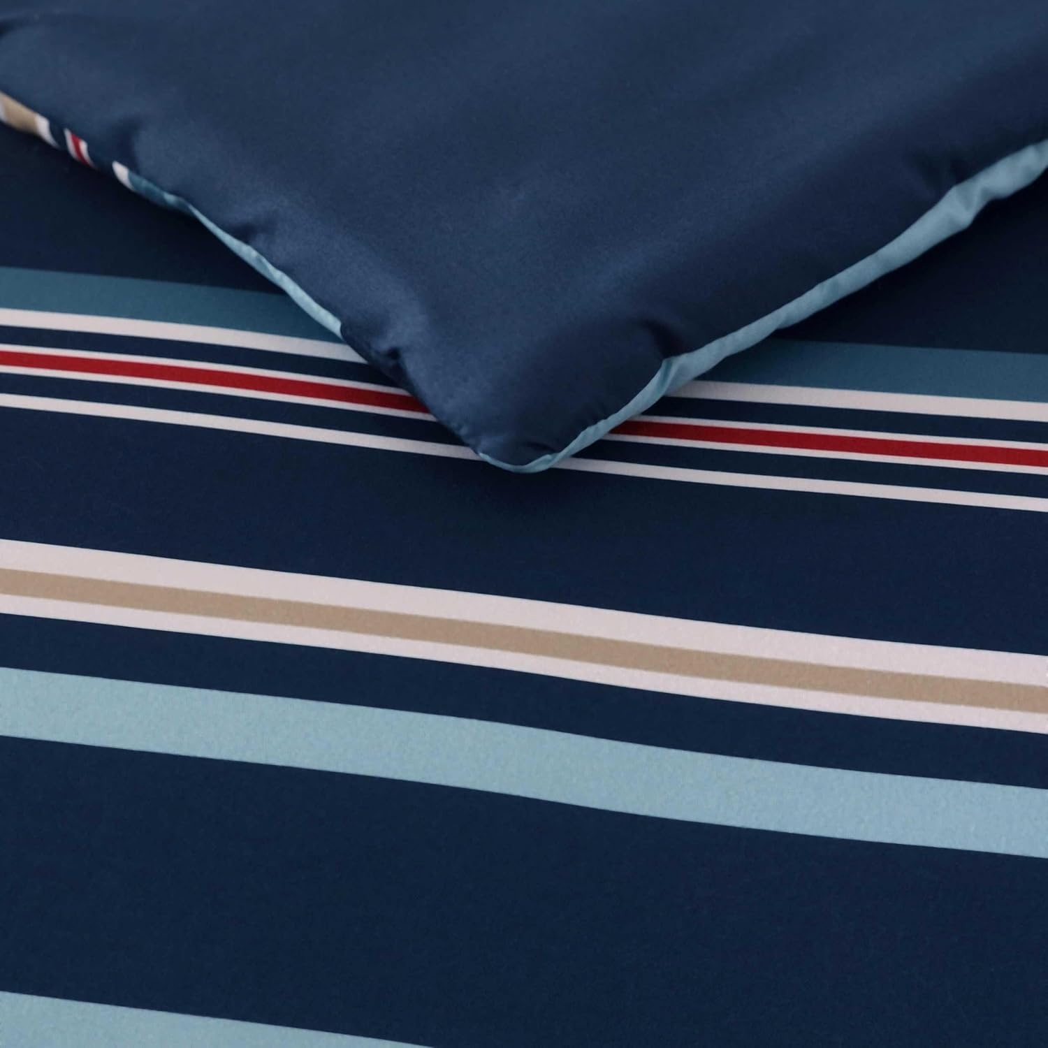 image:imageNautica Queen Comforter Set Reversible Bedding with Matching Shams Stripe Room Decor College Dorm Room Essentials Bay Shore NavyColton Blue