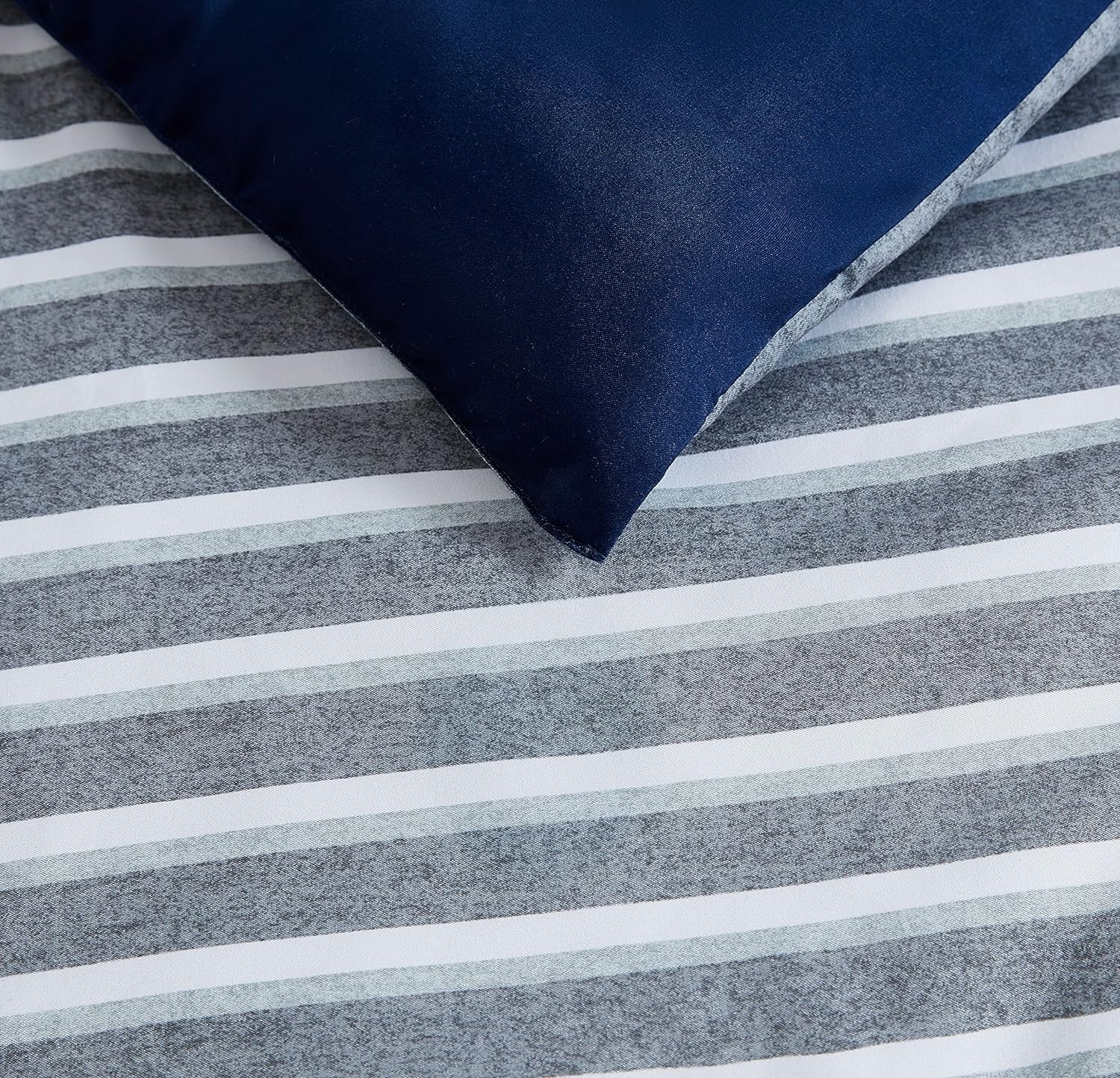 image:imageNautica Queen Comforter Set Reversible Bedding with Matching Shams Stripe Room Decor College Dorm Room Essentials Bay Shore NavyHeathered Block Flagstone